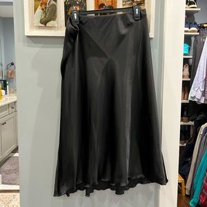 Black Satin Midi Skirt